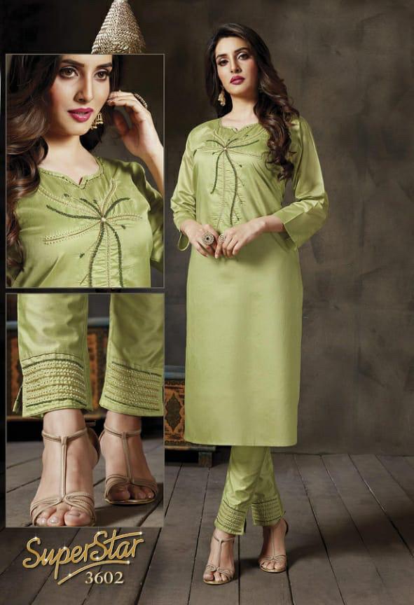 Superstar 2 Fancy Ethnic Wear Silk Designer Kurti With Bottom Collection